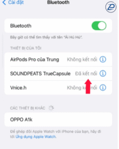 Chọn đúng phần tên thiết bị của mình để tiến hành kết nối