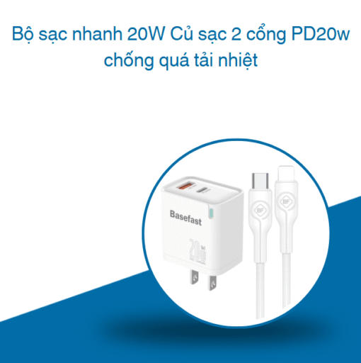 Bộ sạc nhanh 20W Củ sạc 2 cổng PD20w chống quá tải nhiệt - Hình ảnh 6