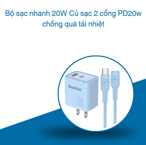 Bộ sạc nhanh 20W Củ sạc 2 cổng PD20w chống quá tải nhiệt - Hình ảnh 5
