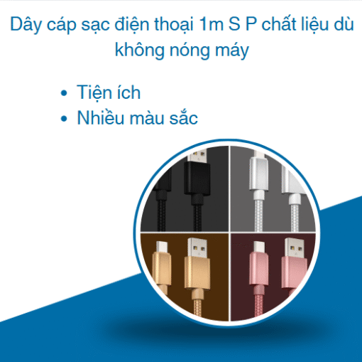 Dây cáp sạc điện thoại 1m S P chất liệu dù không nóng máy - Hình ảnh 4