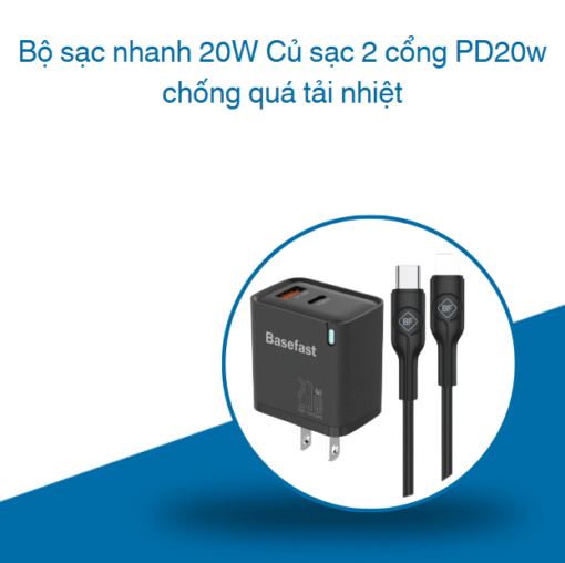 Bộ sạc nhanh 20W Củ sạc 2 cổng PD20w chống quá tải nhiệt - Hình ảnh 3